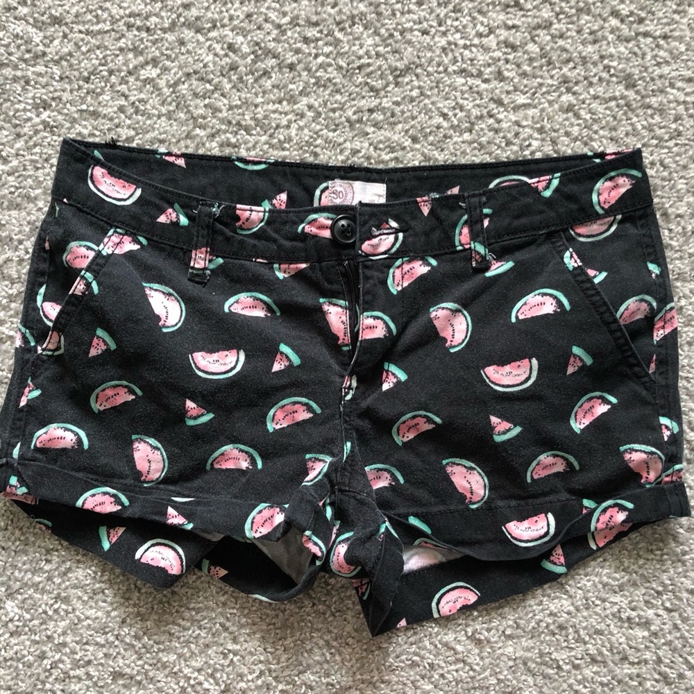 SO Black Shorts with Watermelon Print